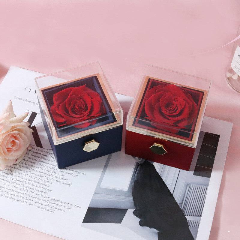 Elegant Acrylic Rotating Rose Jewelry Box – A Timeless Keepsake - All Inclusive Family Treasures