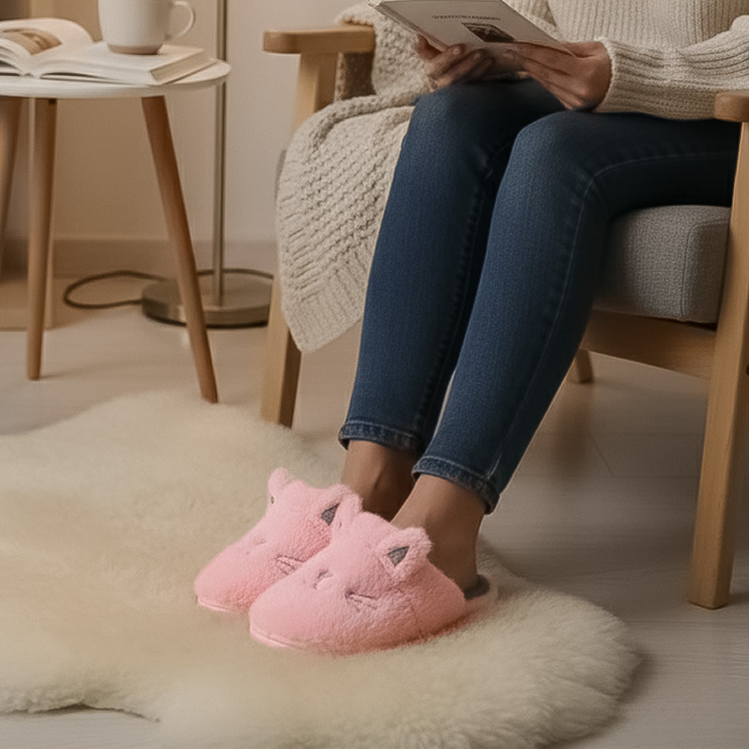 Purr-fectly Cozy: Cat-Themed Soft Bottom Slippers!