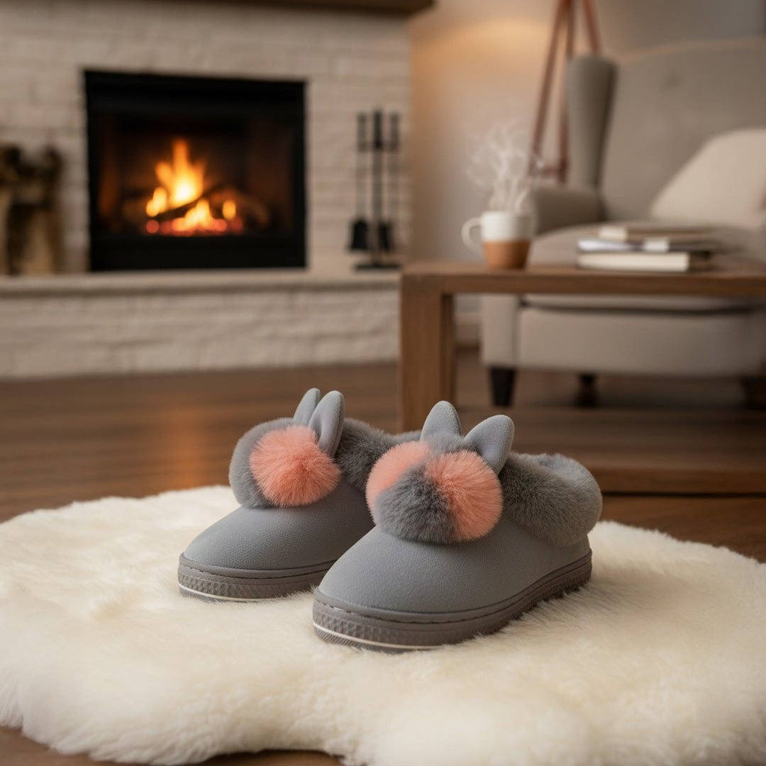 Bunny Bliss Plush Platform Slippers