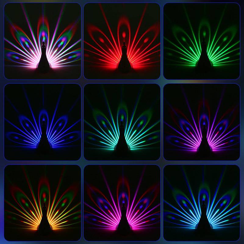 Peacock Wall Lamp with Colorful Ambient Lighting – Modern 3D Creative Atmosphere Light - All Inclusive Family Treasures