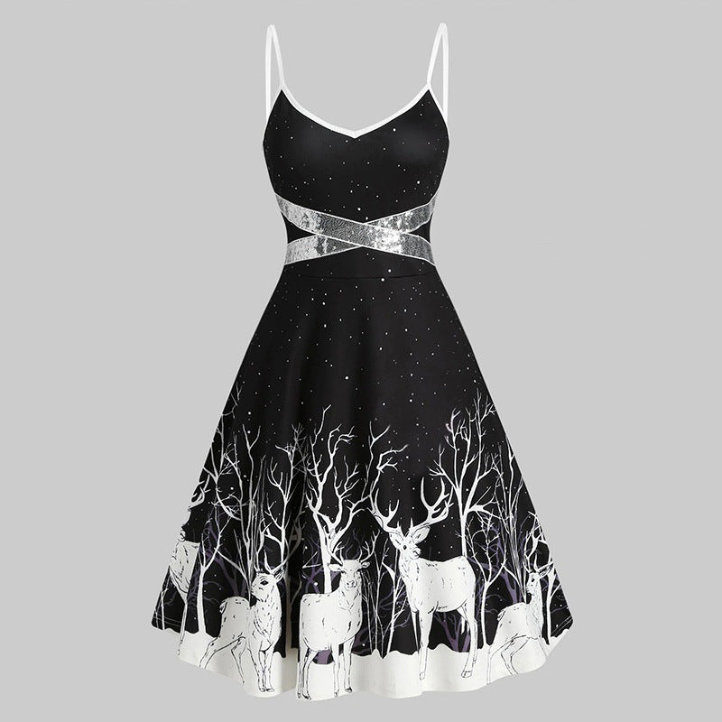 Enchanted Winter Reindeer Dress – Elegance Wrapped in Christmas Magic