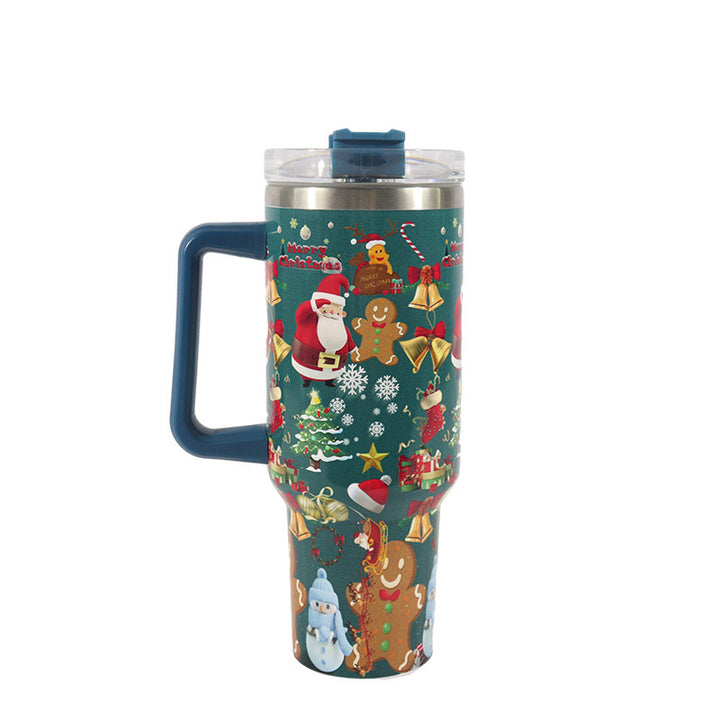 Festive Sip & Go: Christmas Pattern Stainless Steel Tumbler