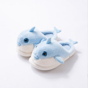 Cozy Bites – Plush Shark & Dolphin Cartoon Slippers