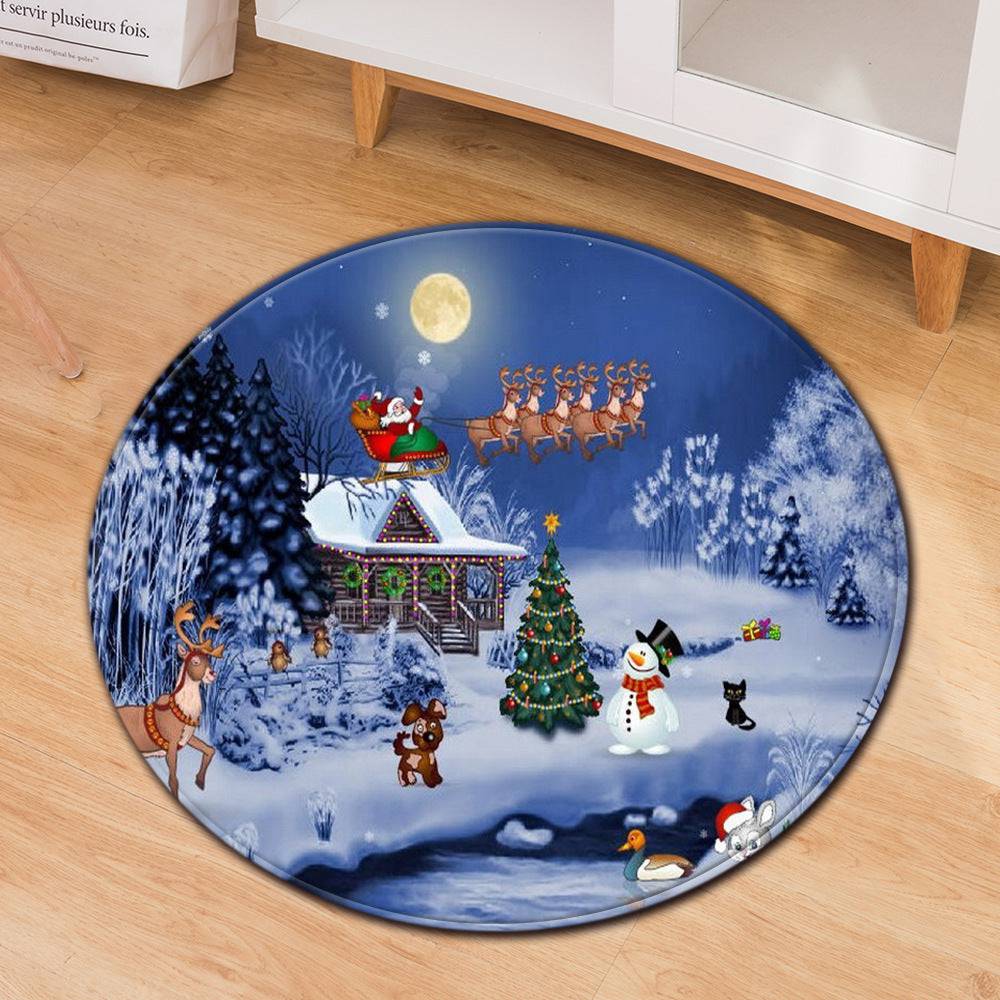 Round Christmas Doormats – Non-Slip Holiday Floor Décor for Your Home - All Inclusive Family Treasures