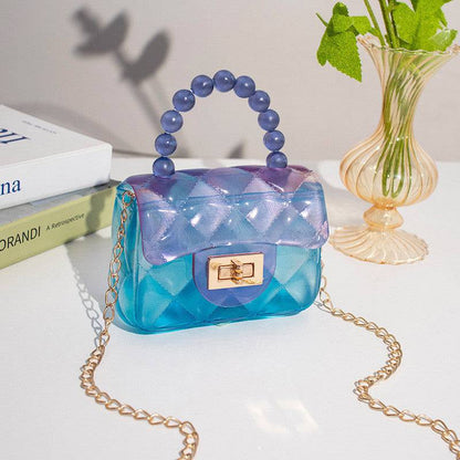 Pearl Handle Transparent Jelly Bag – Stylish & Vibrant Mini Handbag - All Inclusive Family Treasures