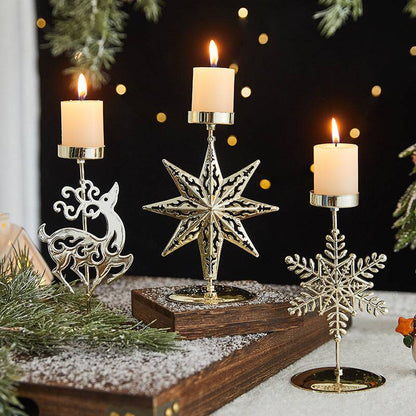 Elegant Christmas Star Wrought Iron Candlestick Holder – Festive Charm for Cozy Moments - All Inclusive Family Treasures