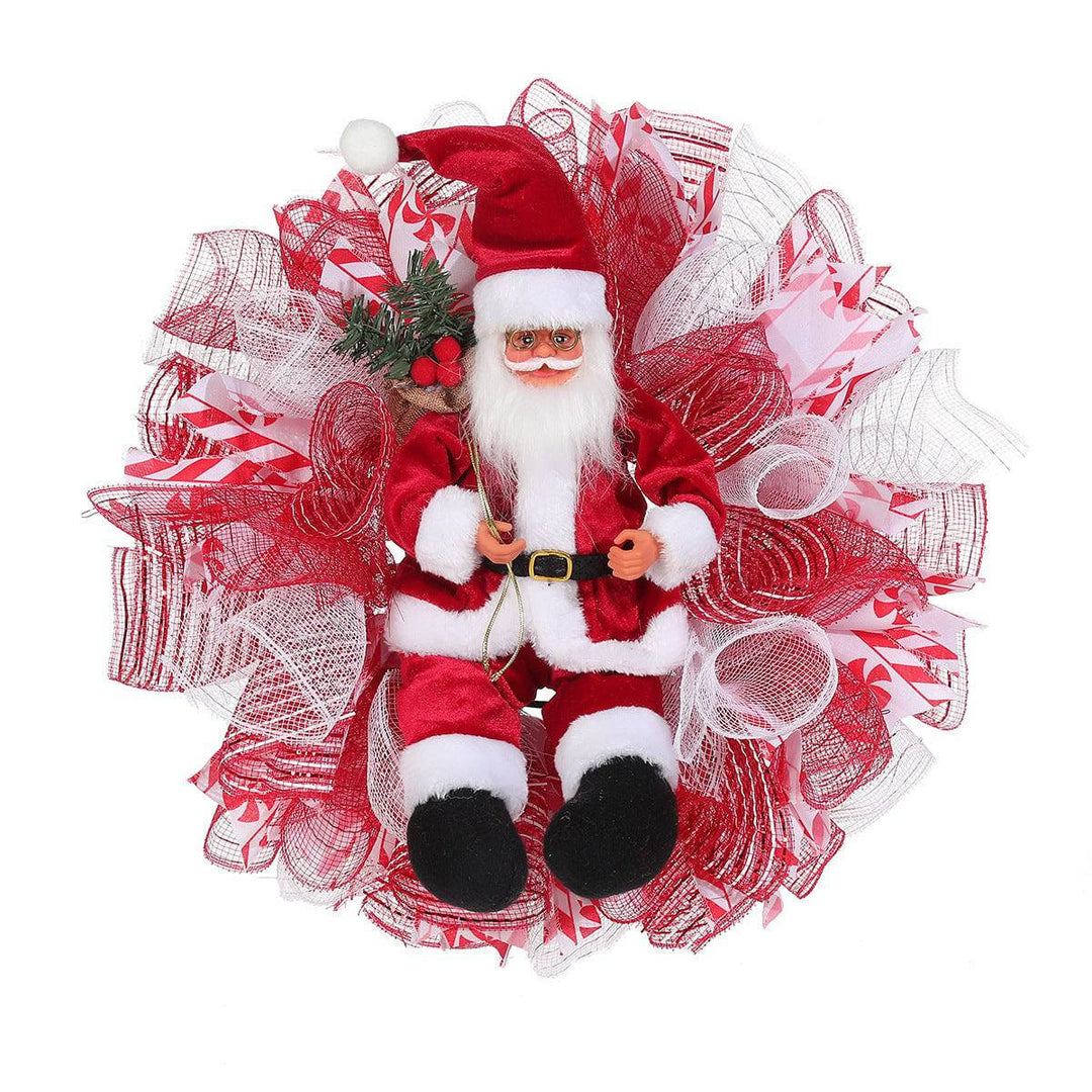 LED Santa Christmas Wreath – Festive Light-Up Holiday Door & Wall Decoration - All Inclusive Family Treasures