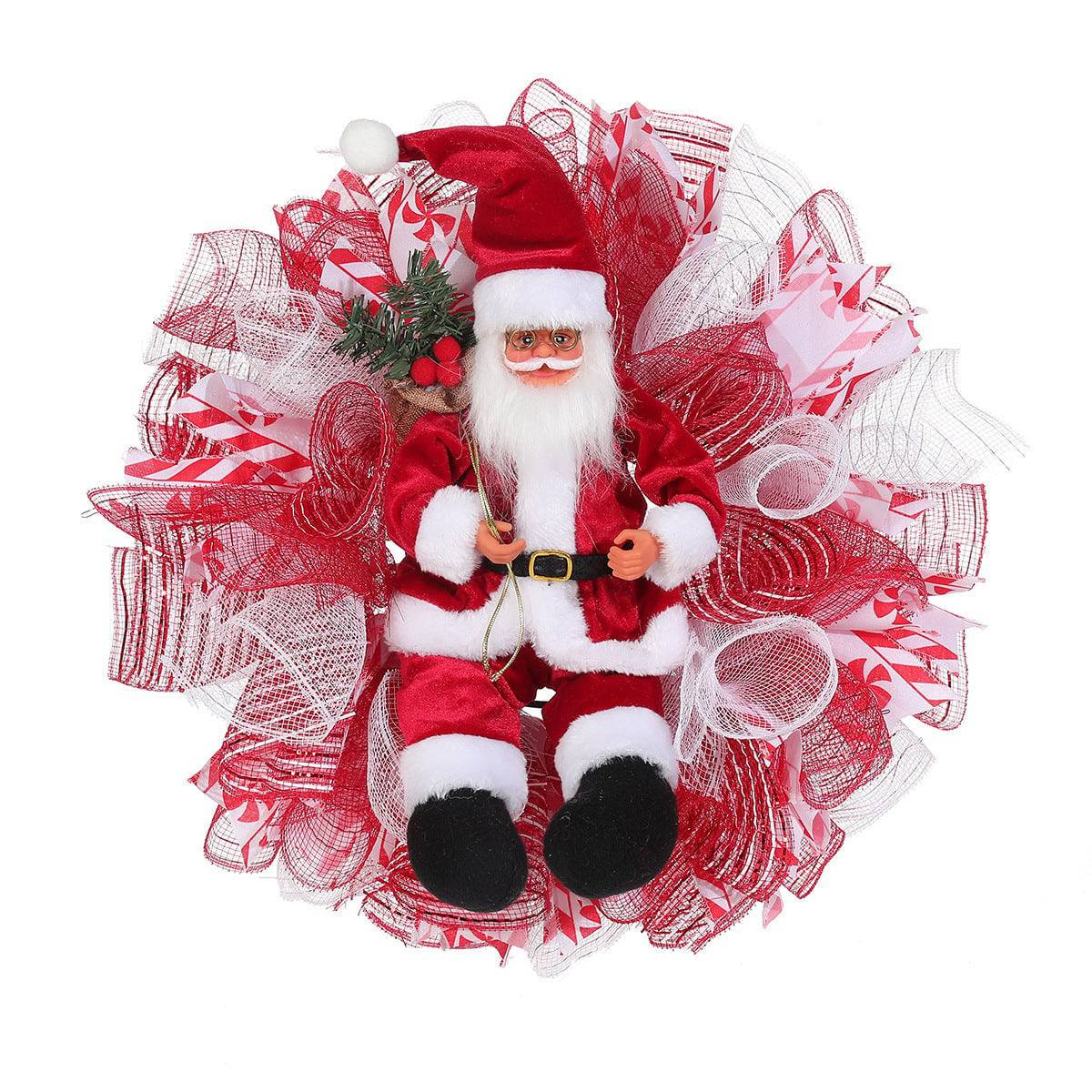 LED Santa Christmas Wreath – Festive Light-Up Holiday Door & Wall Decoration - All Inclusive Family Treasures