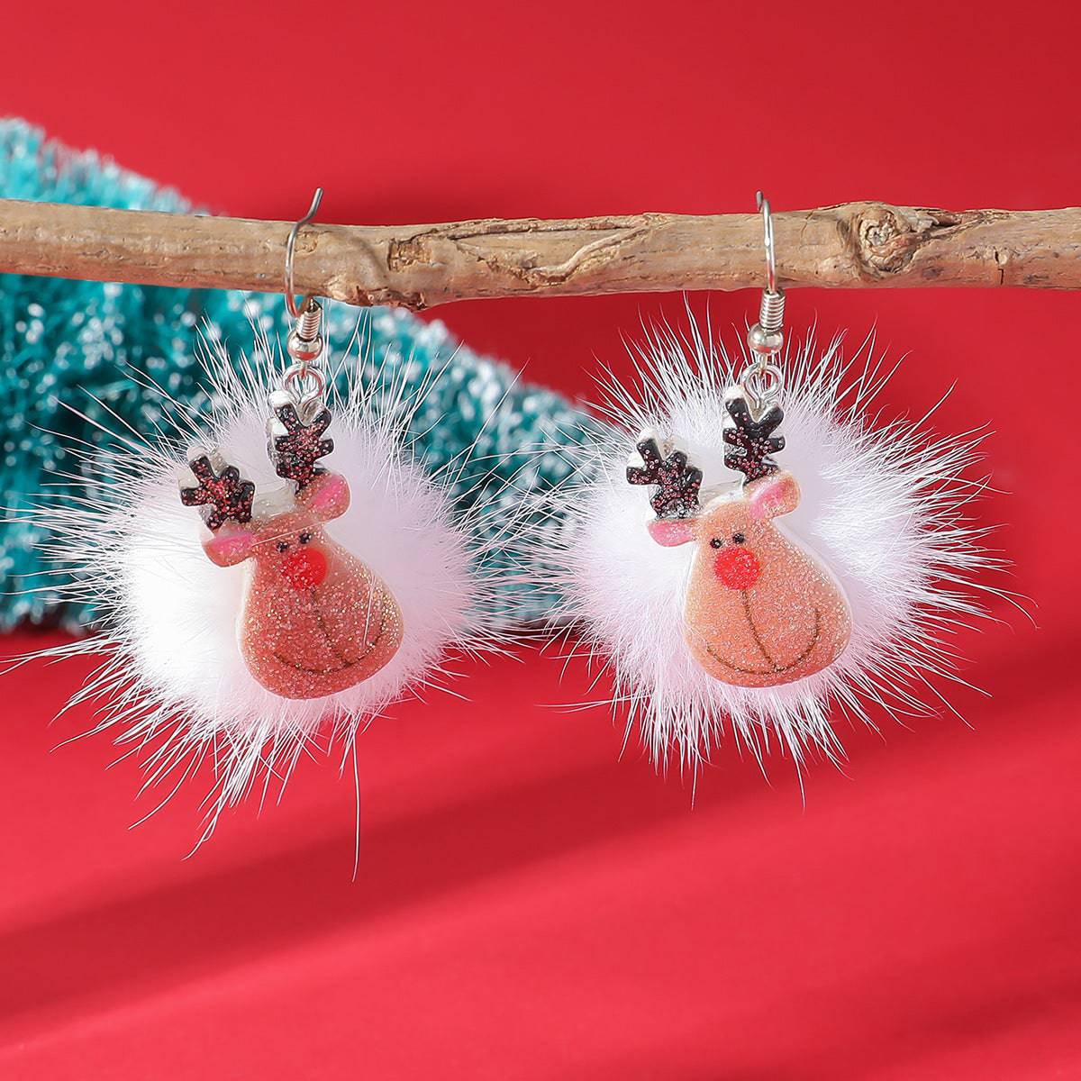 Winter Snowflake Hair Ball Earrings - Cute Christmas Santa & Snowman Designs - All Inclusive Family Treasures