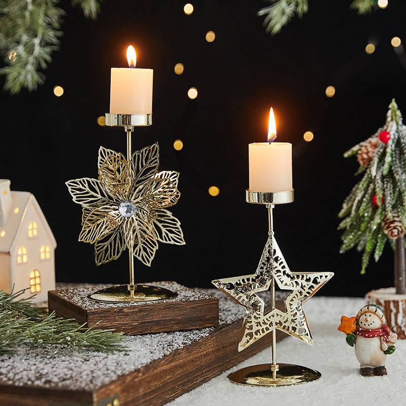 Elegant Christmas Star Wrought Iron Candlestick Holder – Festive Charm for Cozy Moments - All Inclusive Family Treasures