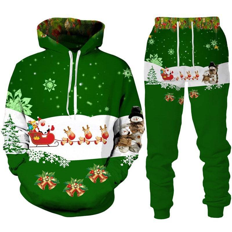 Festive Santa Claus 3D Printed Hoodie and Jogger Set - Cozy Christmas Sportswear - All Inclusive Family Treasures