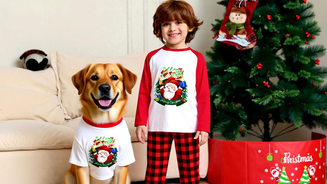 Festive Family Matching Pajama Set – Christmas Long Sleeve T-Shirts & Plaid Pants