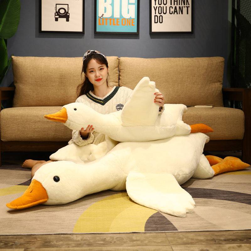 Big White Geese Plush Pillow - Adorable Duck Toy for Cuddling & Decor - All Inclusive Family Treasures