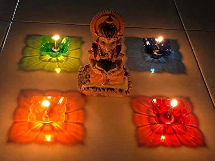 Reusable Reflective Shadow Colourful Diya (Pack of 6) - 3D Reflection - All Inclusive Family Treasures