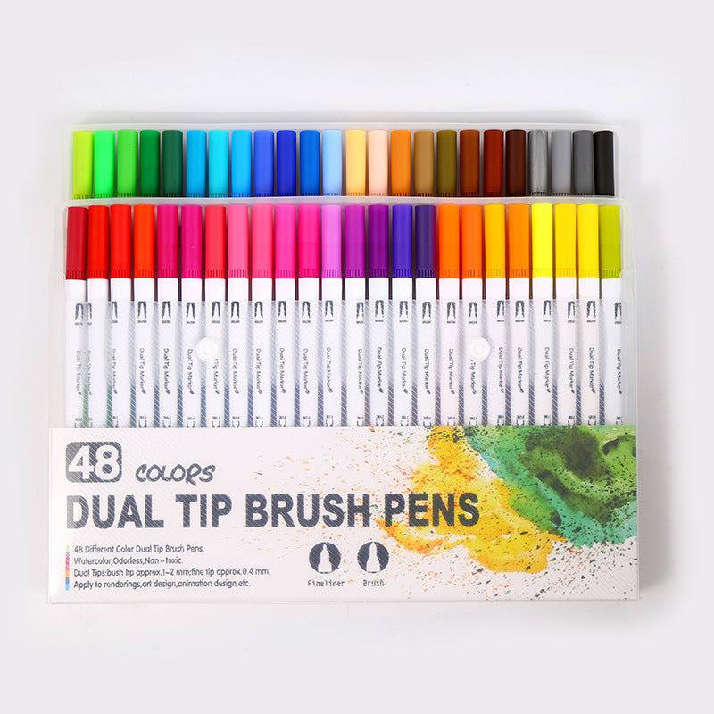 Dual Tip Brush Pens Set – Vibrant Watercolor Markers for Artists & Hobbyists - All Inclusive Family Treasures