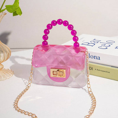 Pearl Handle Transparent Jelly Bag – Stylish & Vibrant Mini Handbag - All Inclusive Family Treasures