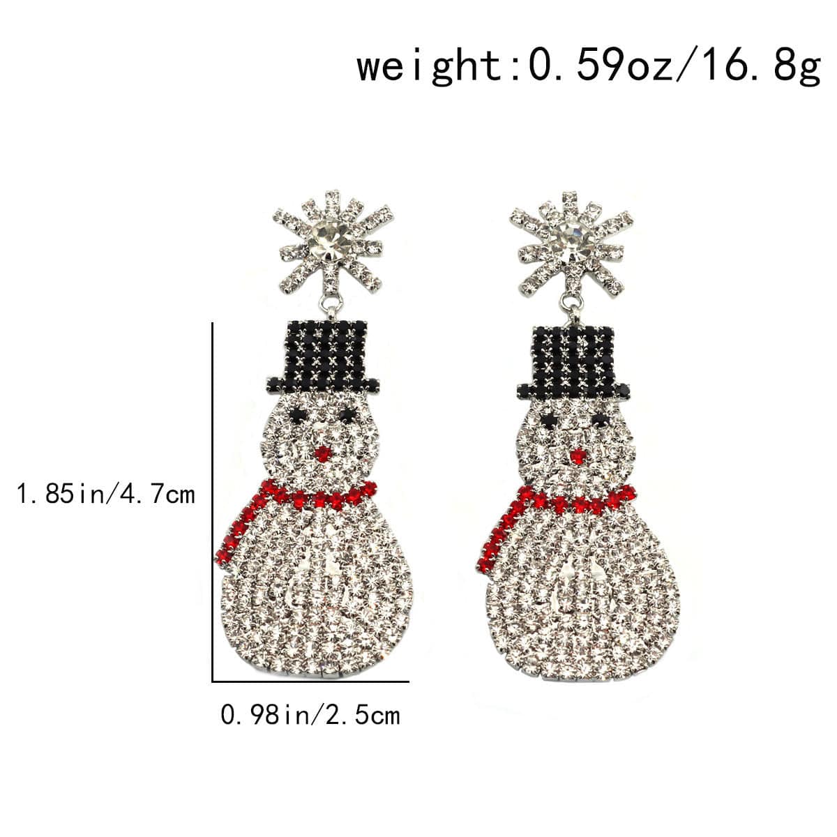 Sparkling Snowman Rhinestone Earrings - Festive & Fun! - All Inclusive Family Treasures