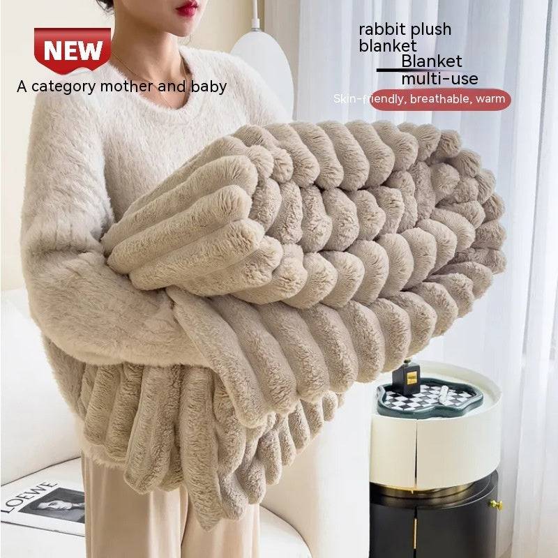 Soft Wind Bubble Velvet Blanket – Luxurious Double-Sided Rabbit Fur Blanket - All Inclusive Family Treasures