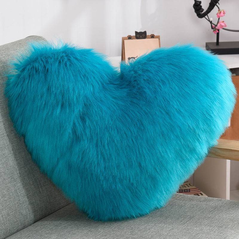 Luxurious Heart-Shaped Long Plush Decorative Throw Pillow – Fluffy Shaggy Cushion Cover for Sofa or Bed - All Inclusive Family Treasures