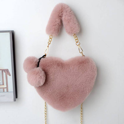 Heart-Shaped Plush Handbag – Cozy and Stylish Valentine’s Day Bag - All Inclusive Family Treasures