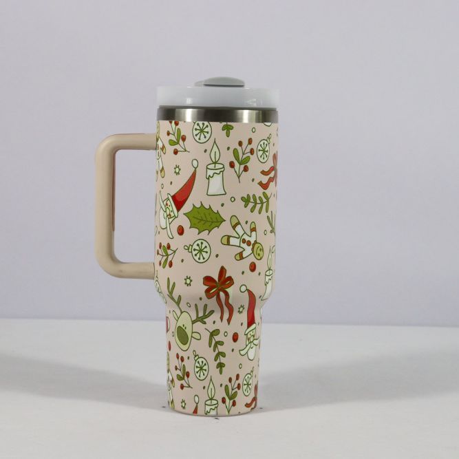 Festive Sip & Go: Christmas Pattern Stainless Steel Tumbler