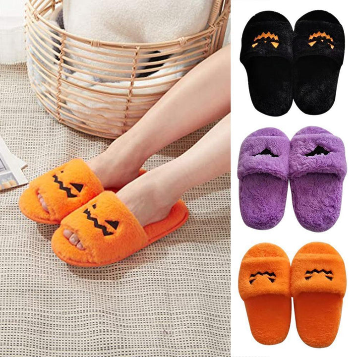 Spooky-Cute Plush Halloween Slippers