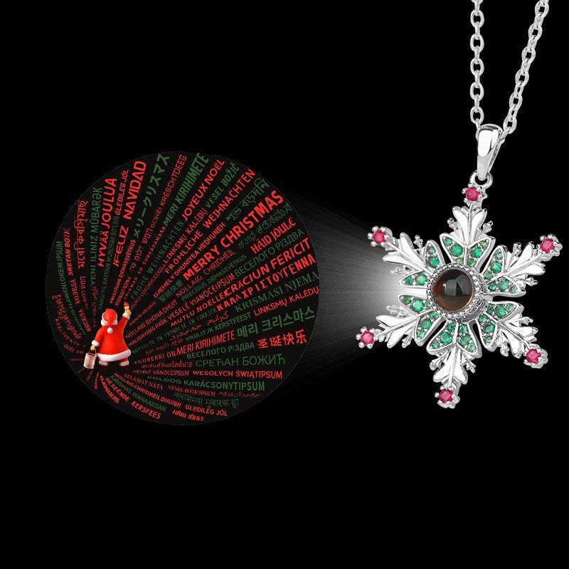 Enchanting Snowflake Projection Necklace – Christmas Gift for Women & Couples - All Inclusive Family Treasures