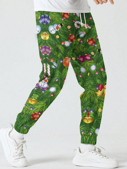 Men’s Christmas Printed Sweatpants – Festive Holiday Joggers with Snowman, Santa, and Reindeer Designs - All Inclusive Family Treasures