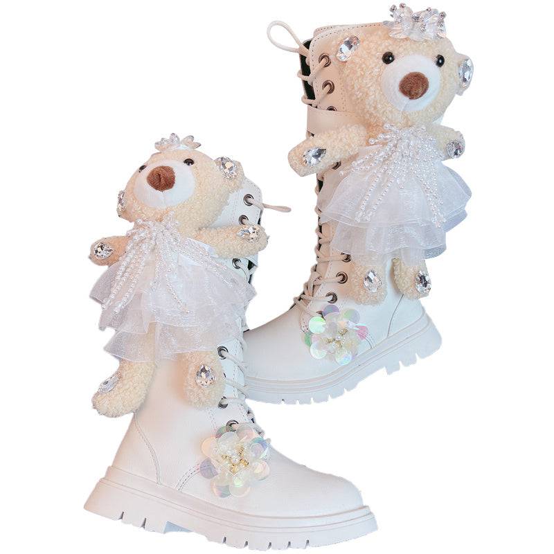 Adorable Girls’ Leather Bear Boots – Cute & Stylish Boots with Teddy Bear Accents - All Inclusive Family Treasures