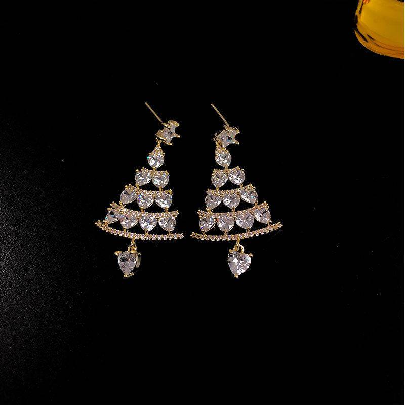 Elegant Crystal Christmas Tree Earrings – Sparkle with Holiday Glamour! - All Inclusive Family Treasures