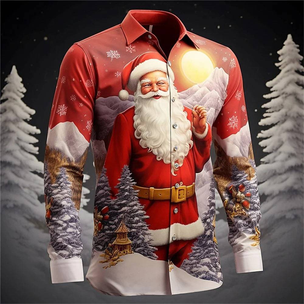 Santa Claus 3D Printed Christmas Shirt - Festive Digital Print Long Sleeve - All Inclusive Family Treasures