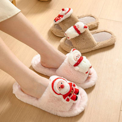 Santa Claus Plush Open-Toe Slippers – Cozy Up with Holiday Cheer! - All Inclusive Family Treasures