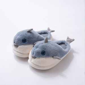 Cozy Bites – Plush Shark & Dolphin Cartoon Slippers