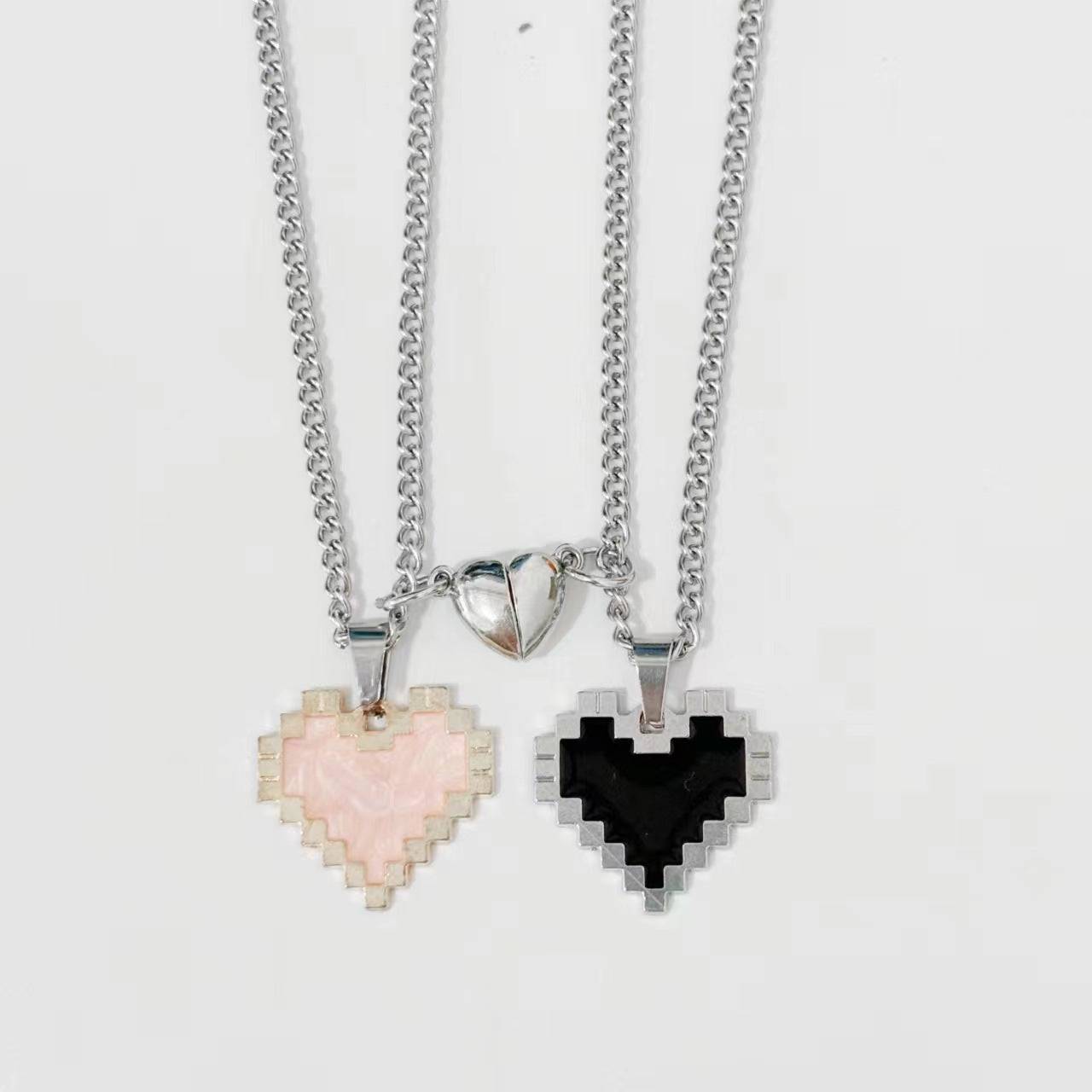 Magnetic Heart-Shaped Mosaic Couple Necklace - Perfect for Valentine's Day - All Inclusive Family Treasures