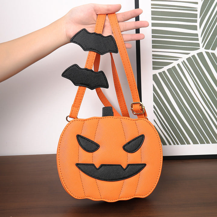 Pumpkin Scream Chic – Halloween Crossbody Bag with Bat Strap