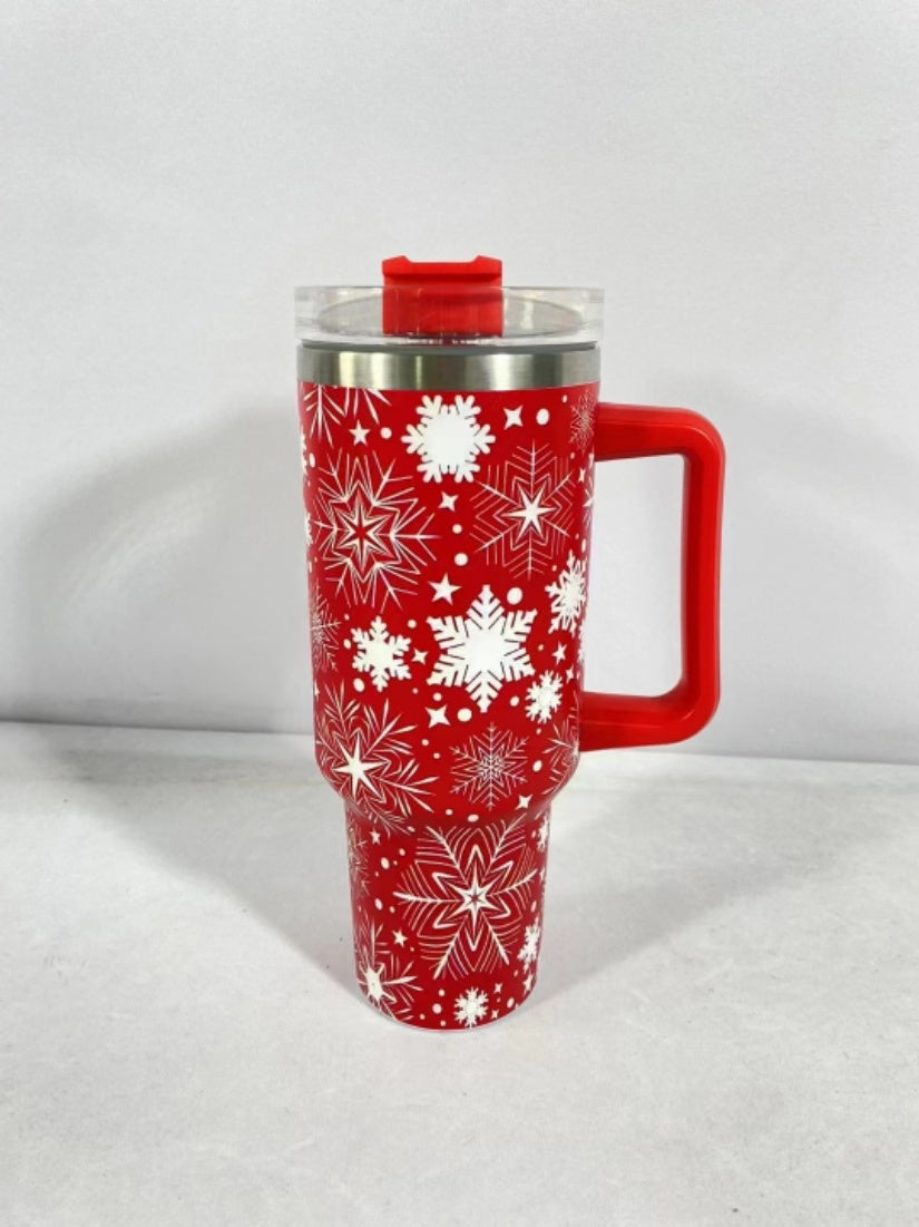 Festive Sip & Go: Christmas Pattern Stainless Steel Tumbler