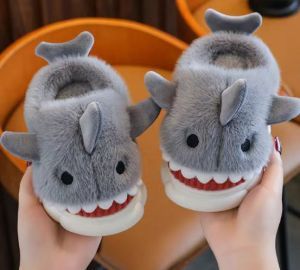 Cozy Bites – Plush Shark & Dolphin Cartoon Slippers