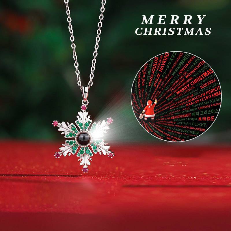 Enchanting Snowflake Projection Necklace – Christmas Gift for Women & Couples - All Inclusive Family Treasures