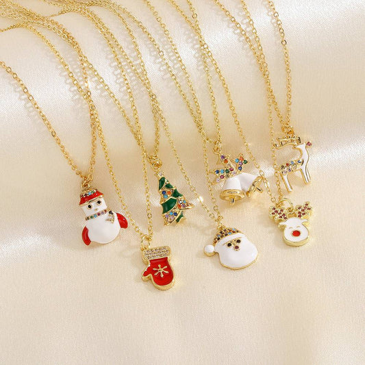 Festive Christmas Charm Necklace – Adorable Santa, Snowman, and Elk Designs for Holiday Cheer - All Inclusive Family Treasures