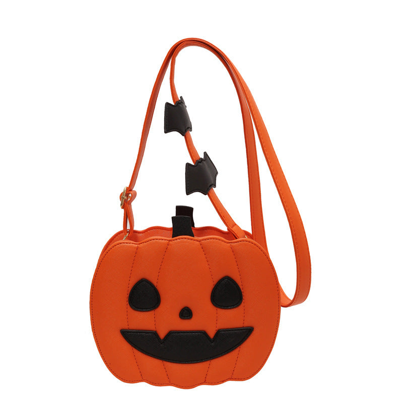 Pumpkin Scream Chic – Halloween Crossbody Bag with Bat Strap