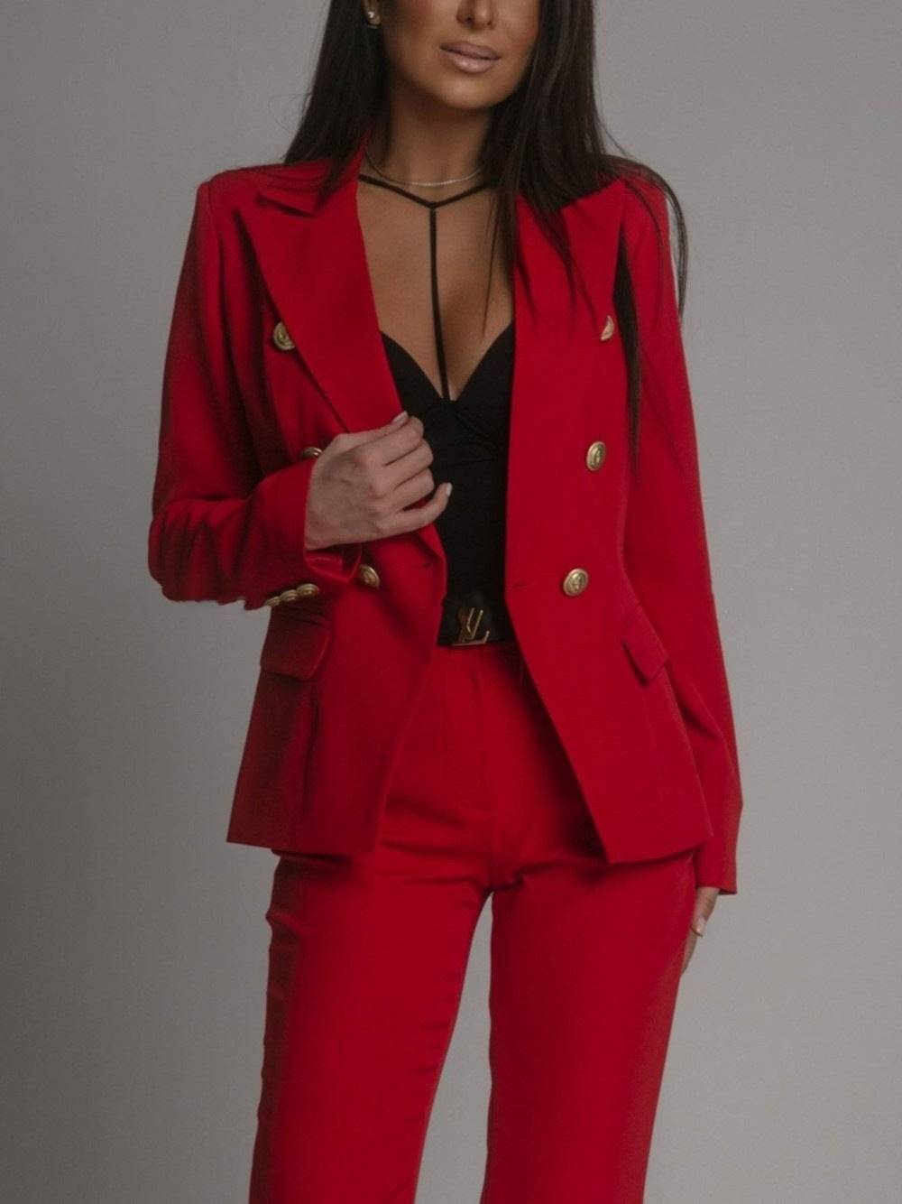 Elegant Women's Double-Breasted Business Suit – Sophisticated Style for Every Occasion - All Inclusive Family Treasures