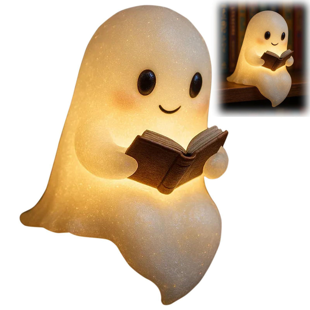 Reading Ghost LED Night Light – Adorable Warm Glow Bedside Lamp