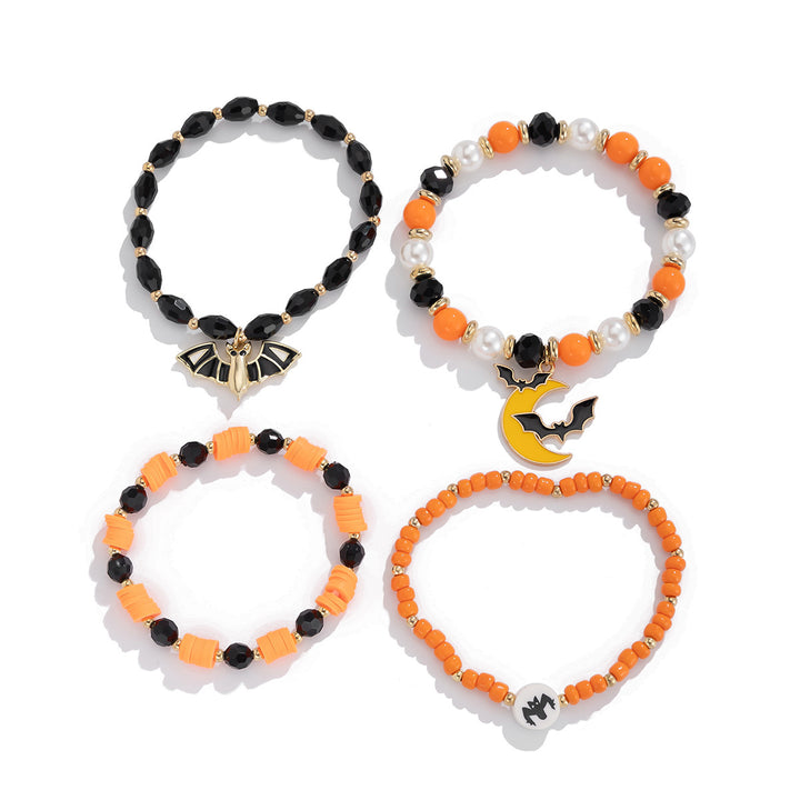 Halloween BOO & Spooky Bead Bracelet Set – 6-Piece Festive Stack