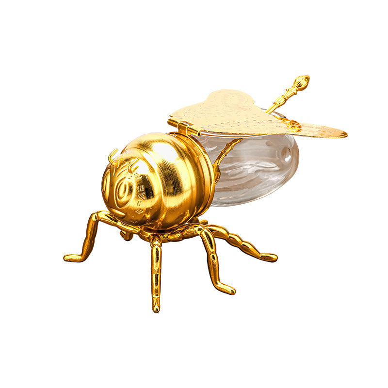 Golden Elegance – Bee-Shaped Honey Jar with Spoon - All Inclusive Family Treasures