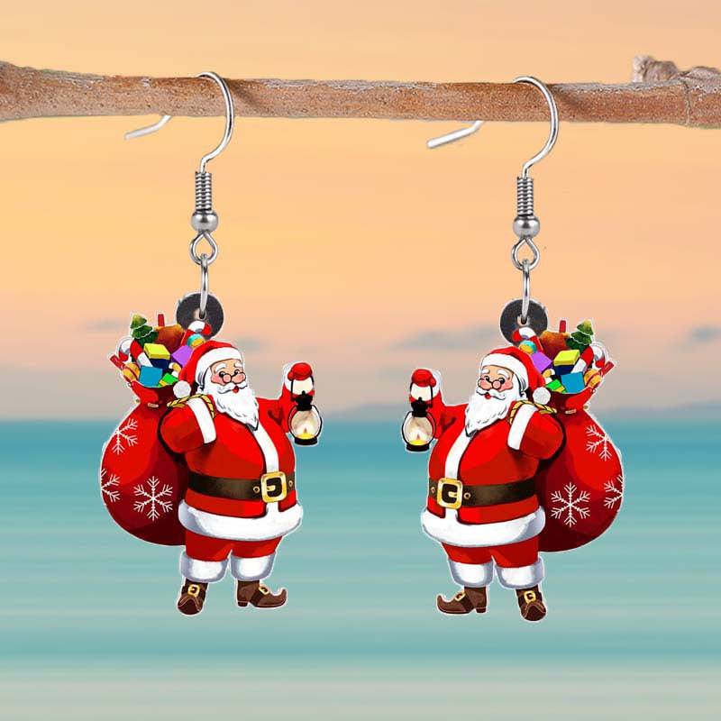 Playful Cartoon Santa Claus Acrylic Earrings – Festive Holiday Charm - All Inclusive Family Treasures