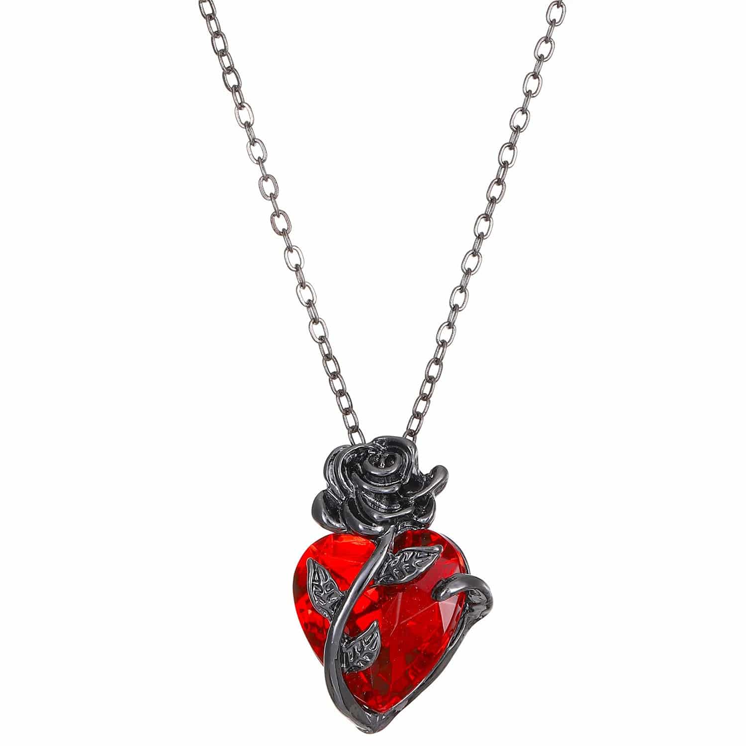 Punk Rose Heart Necklace – Bold Love Pendant for Valentine’s Day - All Inclusive Family Treasures