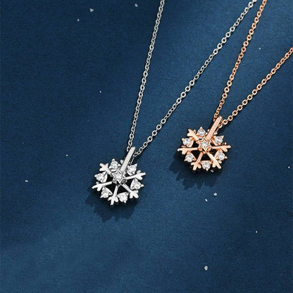 Rotatable 925 Silver Snowflake Necklace - A Sparkling Winter Treasure - All Inclusive Family Treasures