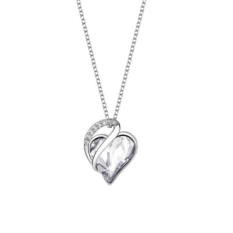 Silver Heart-Shaped Geometric Necklace – Dazzling Jewelry - All Inclusive Family Treasures