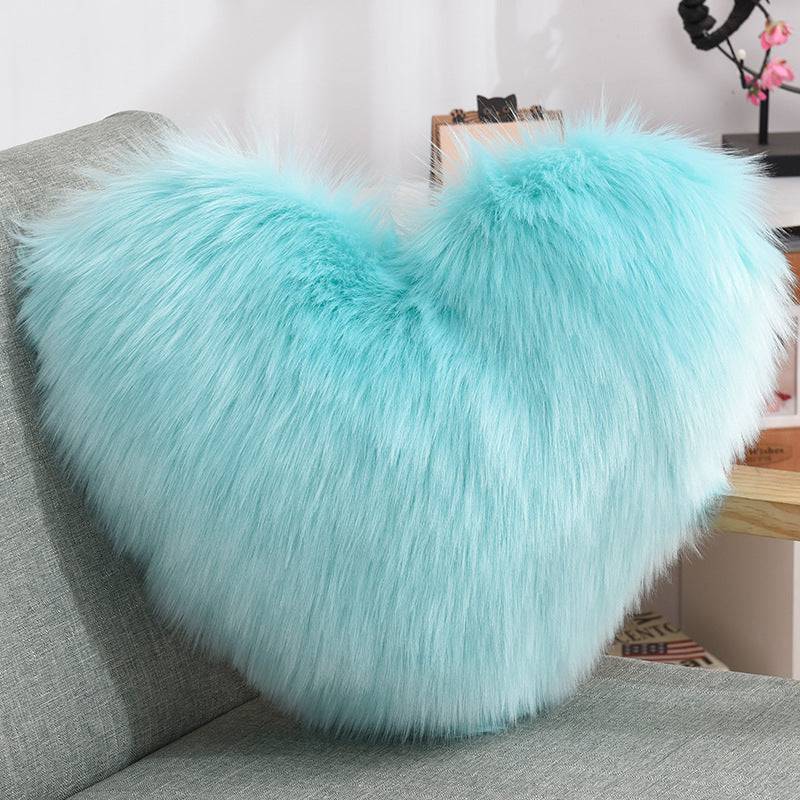 Luxurious Heart-Shaped Long Plush Decorative Throw Pillow – Fluffy Shaggy Cushion Cover for Sofa or Bed - All Inclusive Family Treasures