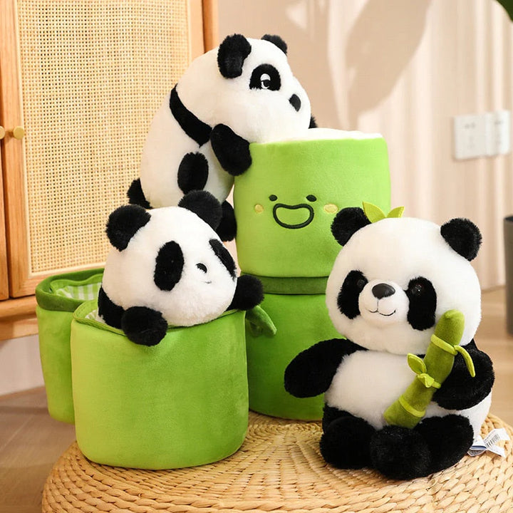 Adorable Panda Plush with Bamboo Hideout – Cuddly Toy & Collectible Gift